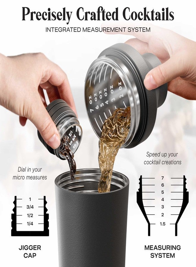 Bare Barrel Insulated Cocktail Shaker Set | Double Wall Stainless Steel | Martini Shaker for Home Bar Bartending | Built-in Drink Measurement System & Strainer, Travel Bag, 35 Recipes | Gift Set (Matt Black) - Image 4